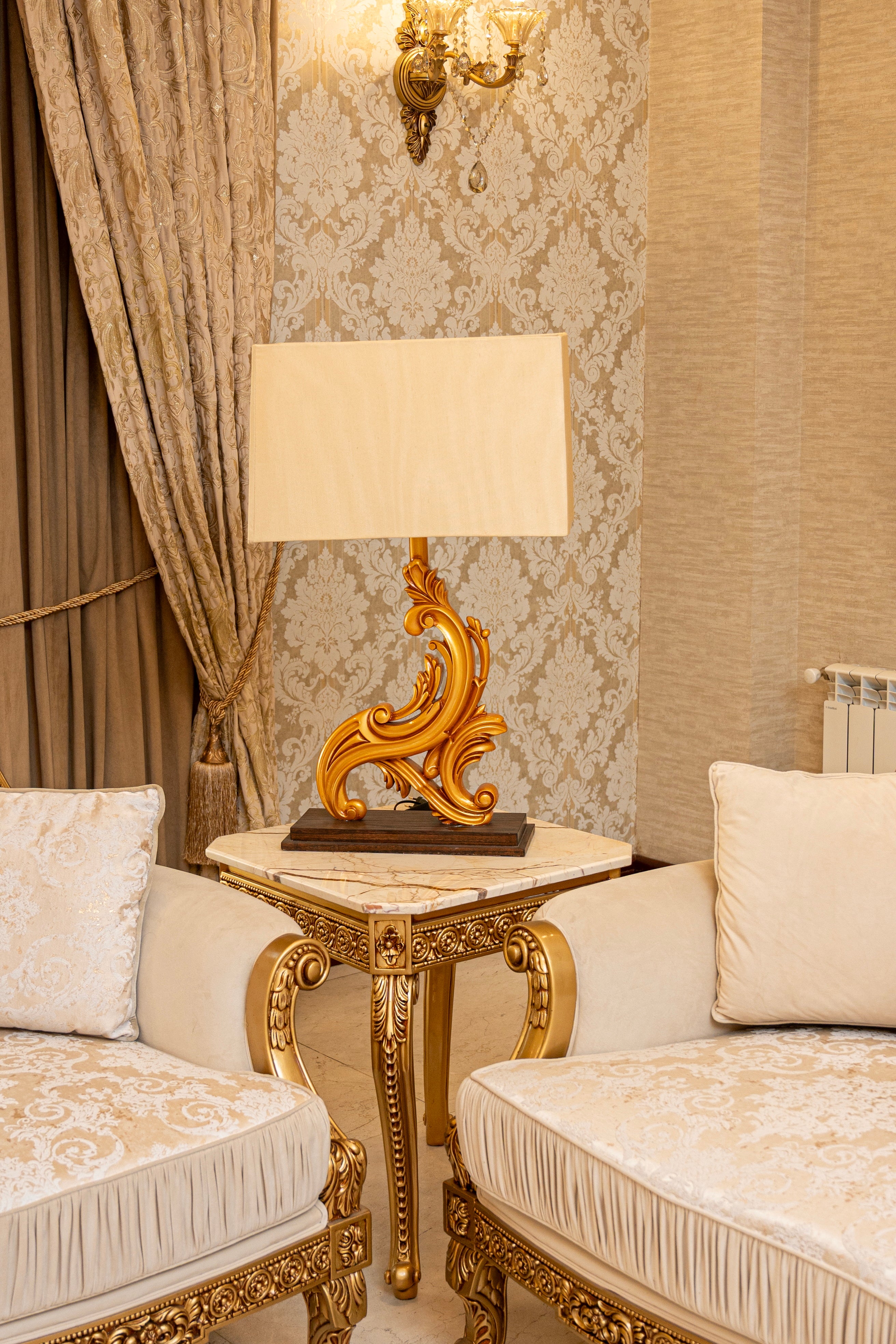 Baroque Glow Luxury Gold Swirl Table Lamp