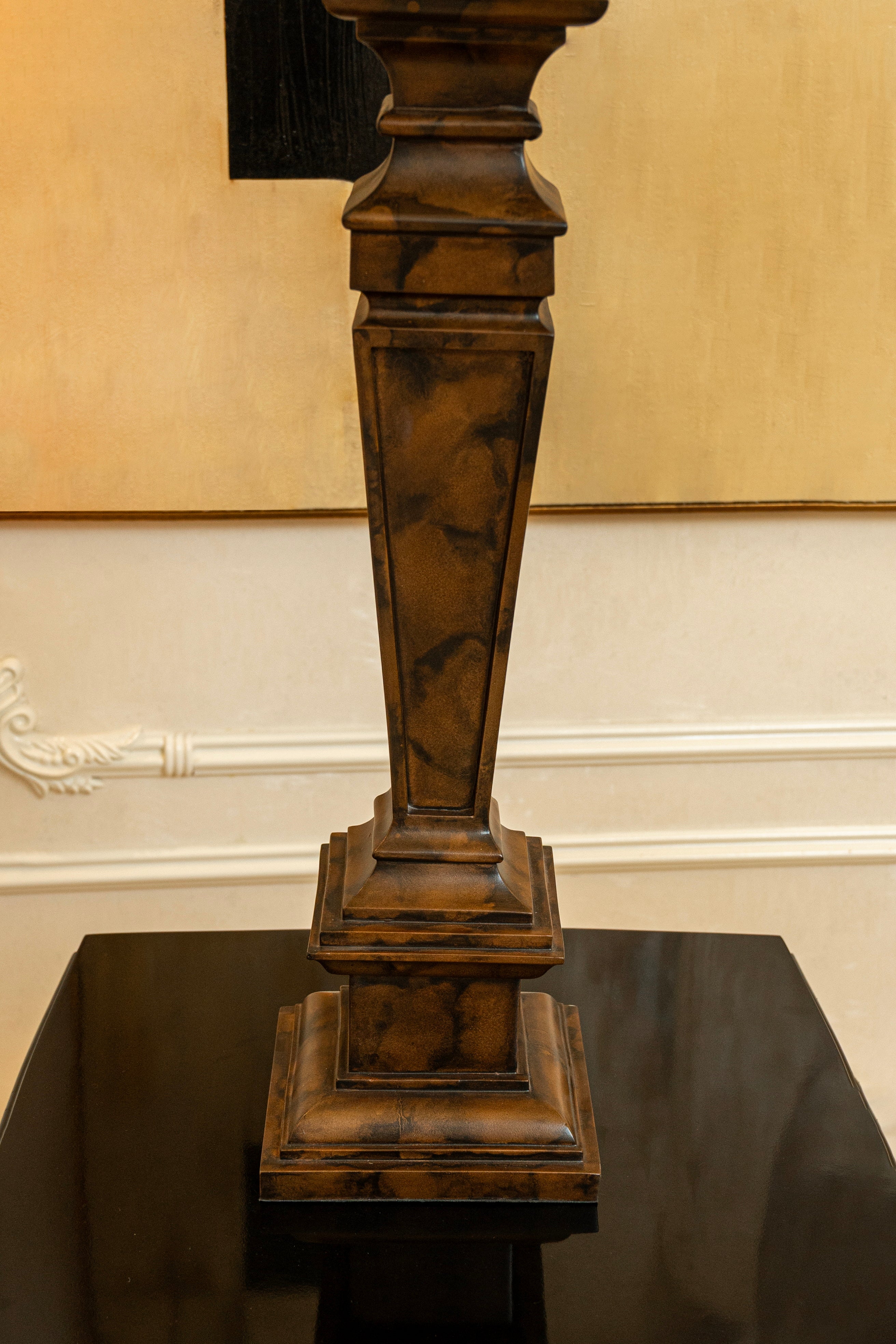 Vintage Pillar Trendy Table Lamp - Classic Wood Finish