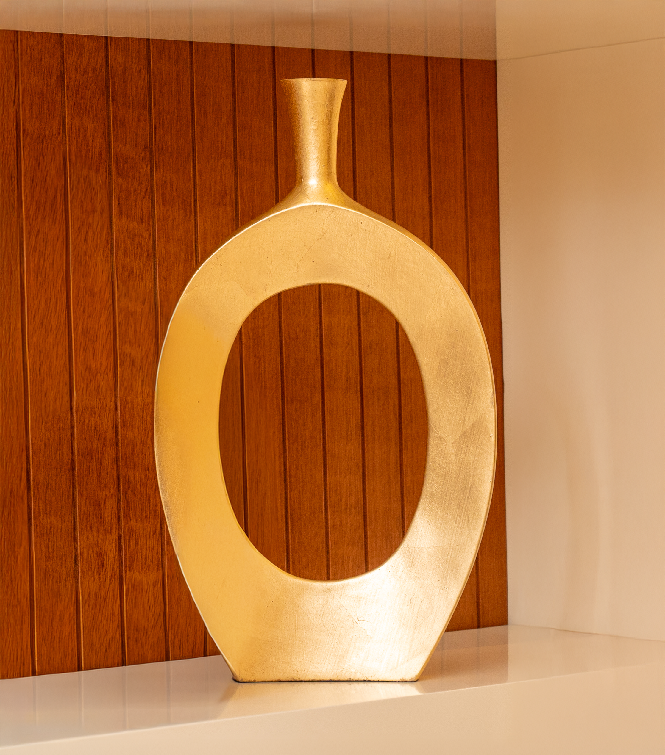 Infinity Vessel | Modern Black & Gold Doughnut Vase Decor