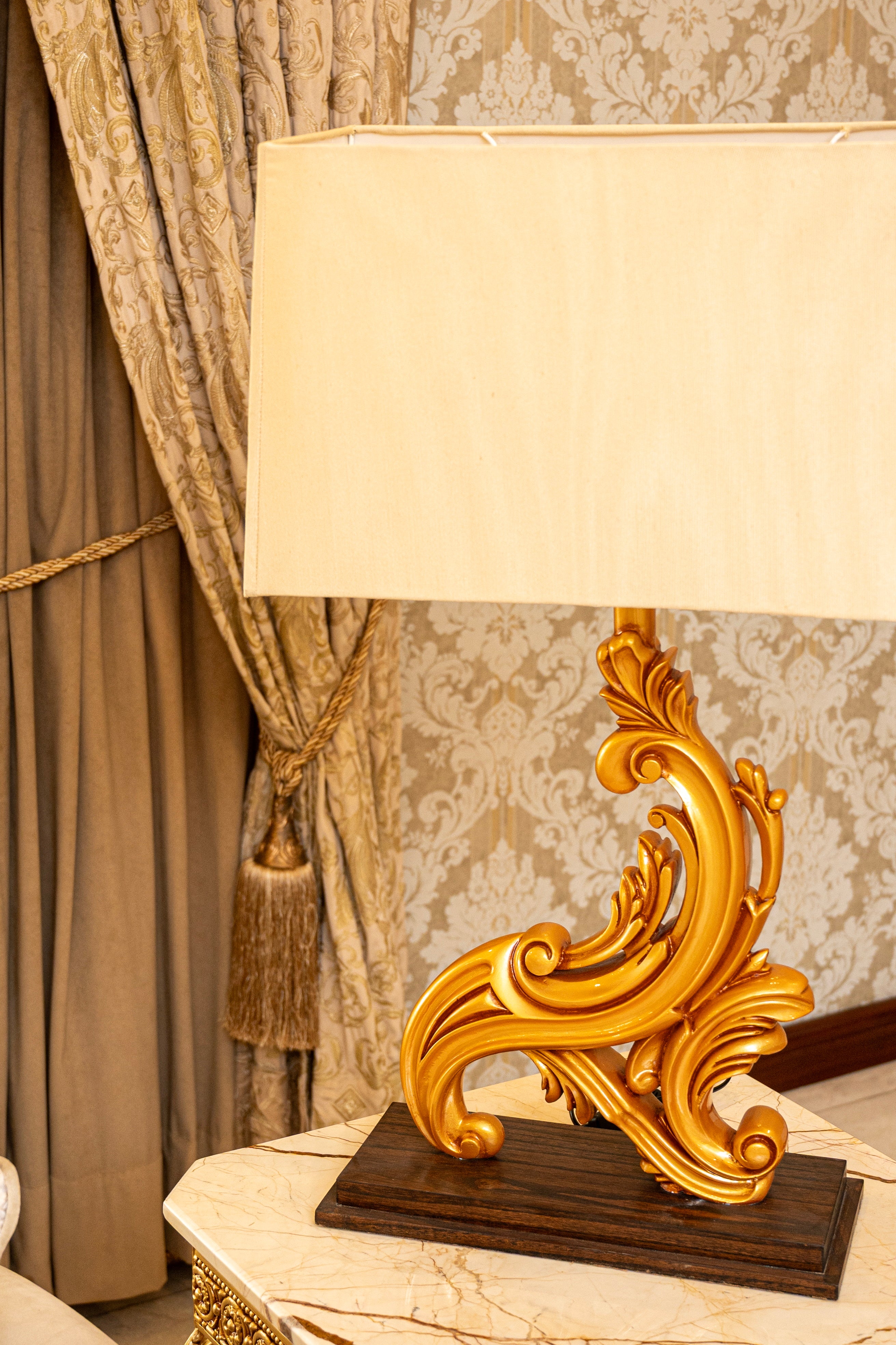 Baroque Glow Luxury Gold Swirl Table Lamp