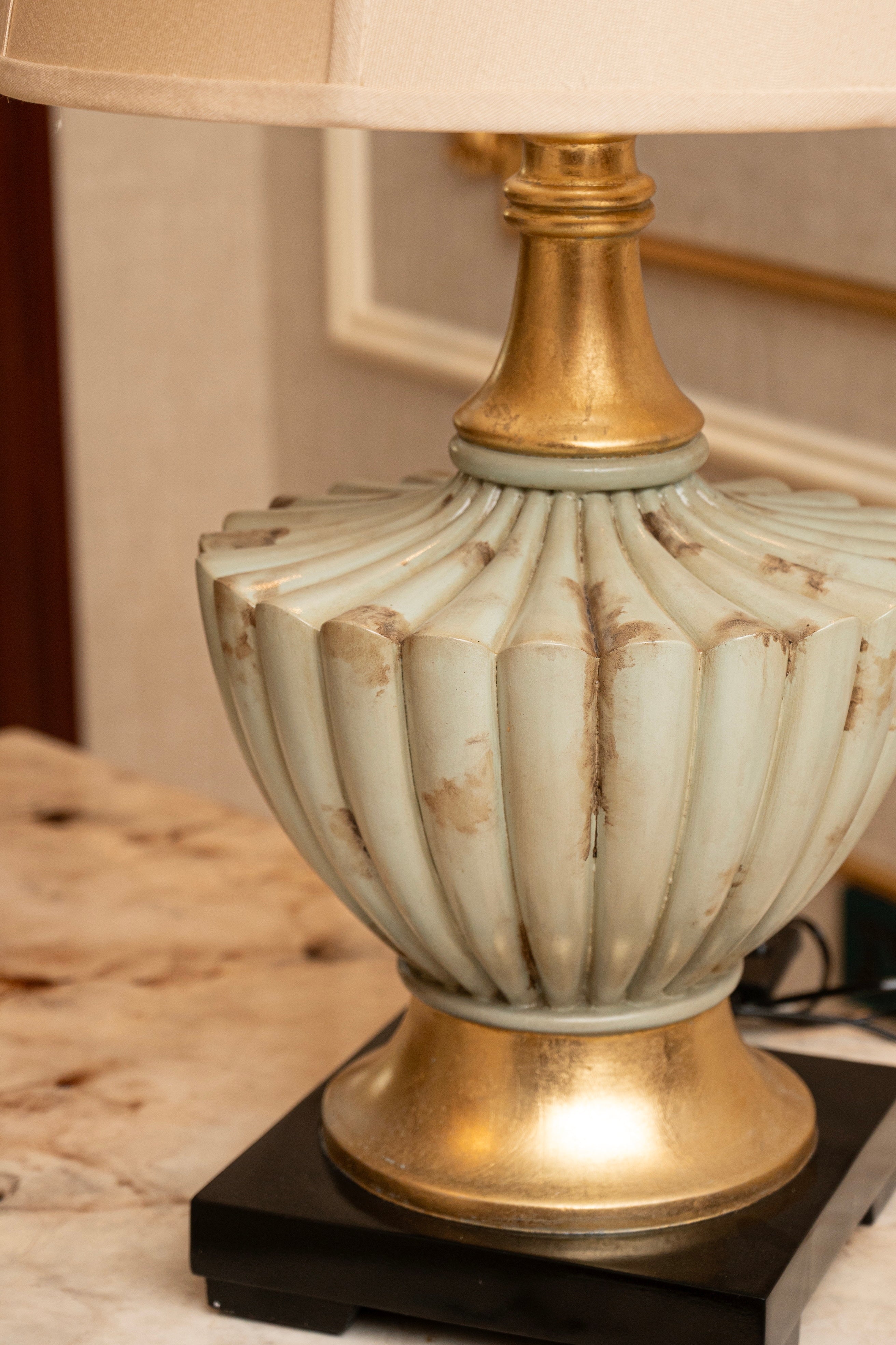 Rustic Pearl Traditional Table Lamp - Blue Distressed Urn Pair