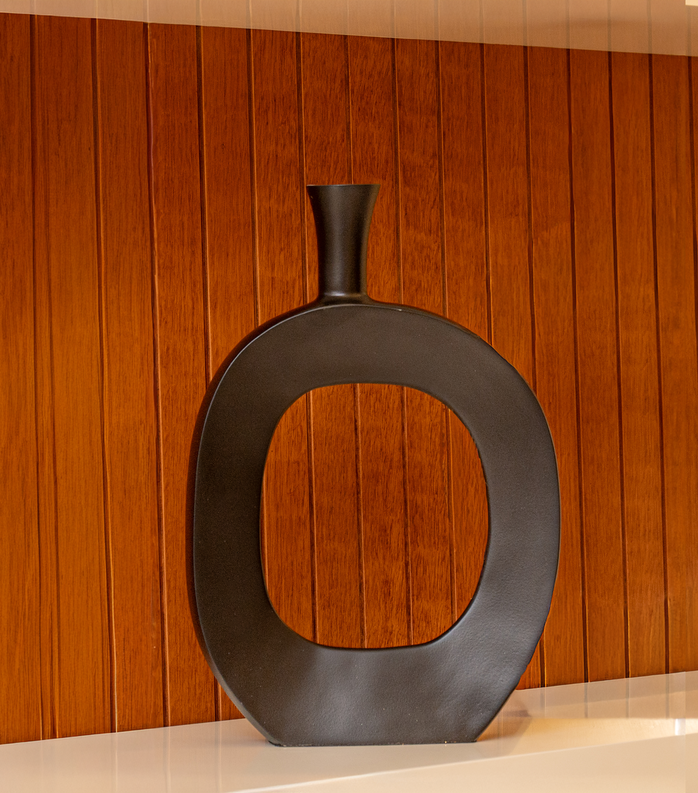 Infinity Vessel | Modern Black & Gold Doughnut Vase Decor